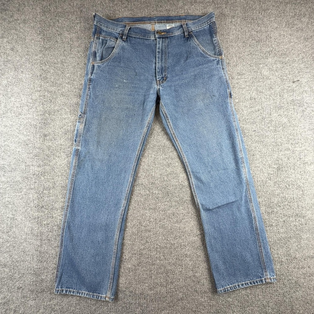 VTG Key Carpenter Jeans Mens 37x30 Blue Regular Straight Workwear Denim 430.45